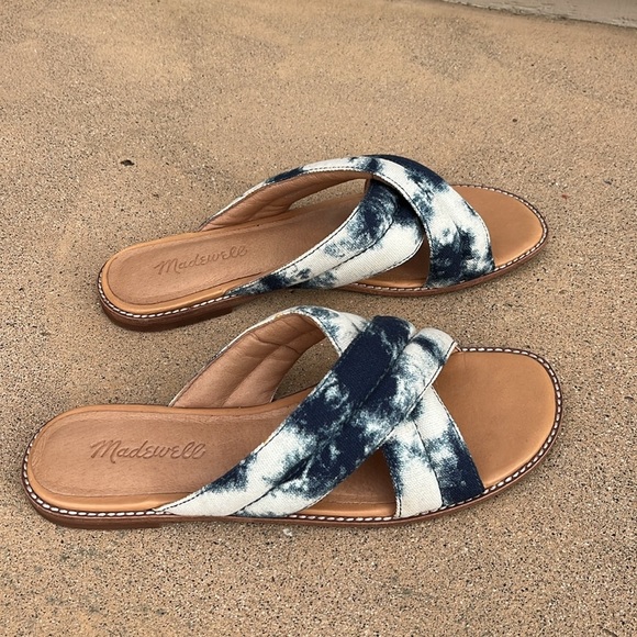 Madewell Skyler Tie Dye Slide Sandal Slide Slip On Blue White Women’s Size 7.5 - Picture 1 of 9